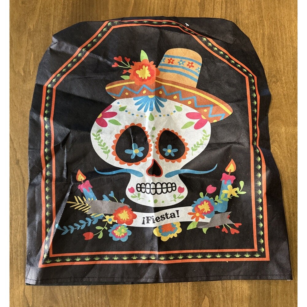 Sugar Skull Diade Muertos Slip Over Chair Back Covers Day Of The Dead Reusable - Picture 3 of 12